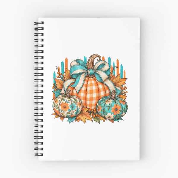 Item preview, Autumn Gingham Pumpkins with Teal Ribbon Bow designed and sold by skyartdesign.