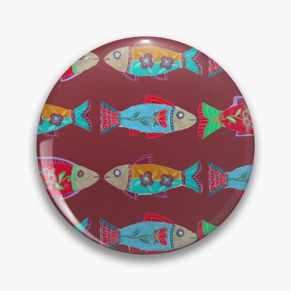 Item preview, Boho Fish Parade on Brick Red designed and sold by Fani*.