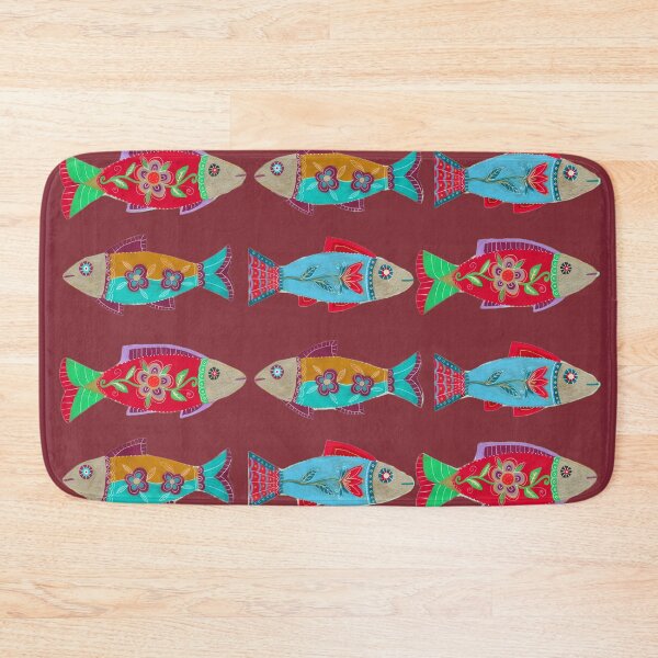 Item preview, Boho Fish Parade on Brick Red designed and sold by Fani*.
