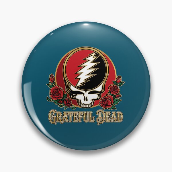 Item preview, Grateful Dead Lightning Skull Roses Badge designed and sold by HouzOfStyles.