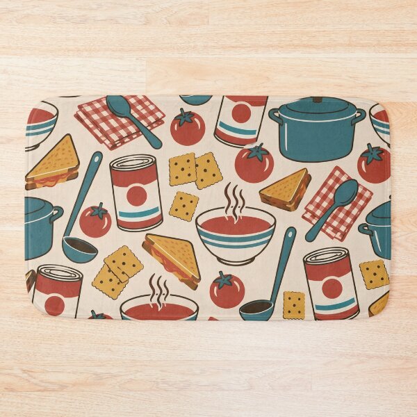 Item preview, Soup Season Retro Kitchen Seamless Pattern | Vintage Tomato Soup Cans and Bowls designed and sold by StickyGuys.