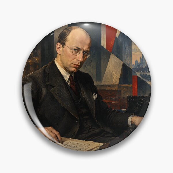 Item preview, Modernist Piano Rebel: Sergei Prokofiev Vintage Oil Painting - Bold Russian Musical Genius designed and sold by DoReMiStudio.