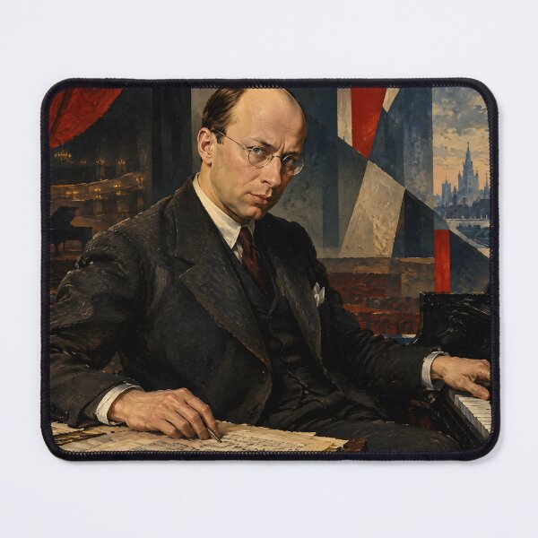 Item preview, Modernist Piano Rebel: Sergei Prokofiev Vintage Oil Painting - Bold Russian Musical Genius designed and sold by DoReMiStudio.