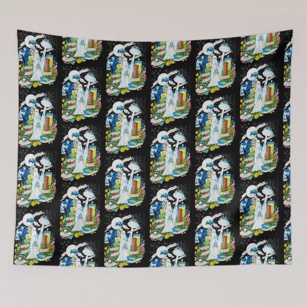 Item preview, Indie Aesthetic Bed Sheet Ghost UFO Collage designed and sold by TimAOchoa.