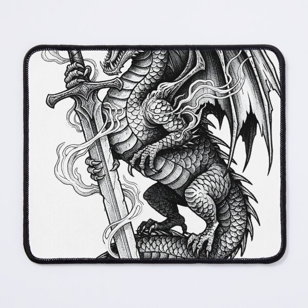 Item preview, Necromancer Dragon with Skull Sword - Flame Wreathed Ink Art designed and sold by DragonSerpent Ink.