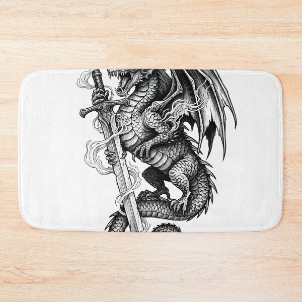 Item preview, Necromancer Dragon with Skull Sword - Flame Wreathed Ink Art designed and sold by DragonSerpent Ink.