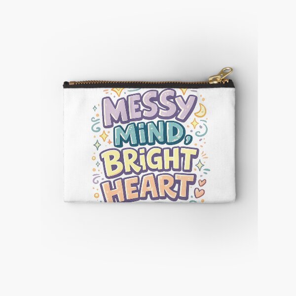 Item preview, Messy Mind Bright Heart Positive Mental Health Retro Quote Art designed and sold by inkoutninja.