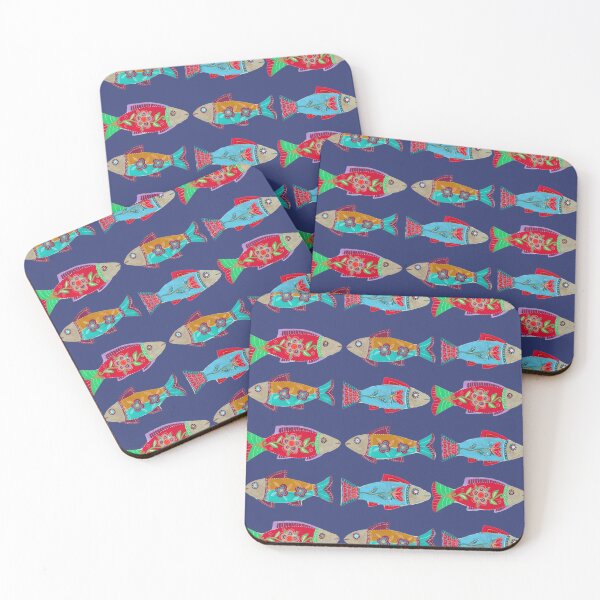 Item preview, Tropical Fish Pattern on Navy Blue designed and sold by Fani*.
