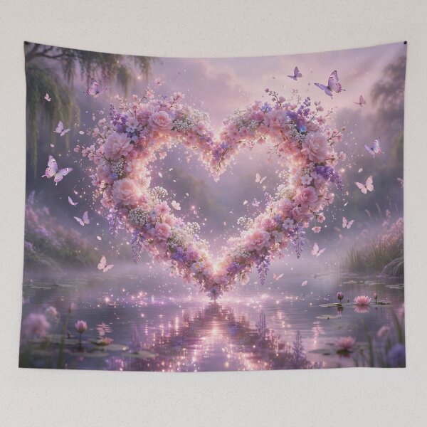 Item preview, Floral Heart with Butterflies designed and sold by DreamyWallVibes.