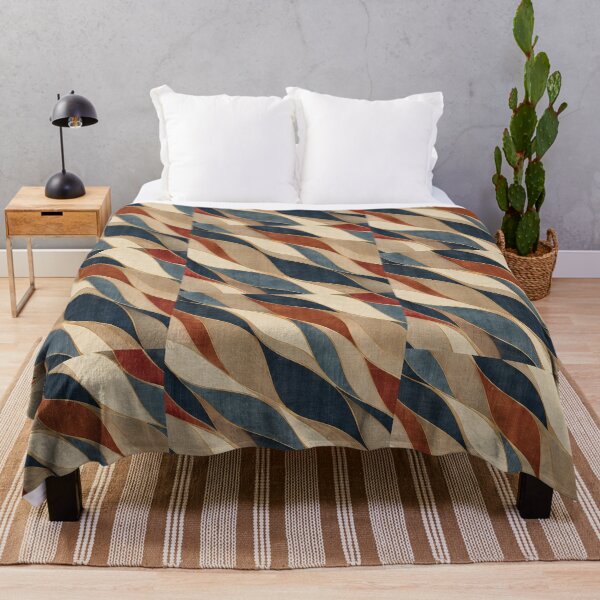 Item preview, Navy Terracotta Cream Abstract Wavy Geometric Pattern designed and sold by Swanny's Custom T-shirt and Gift Designs.