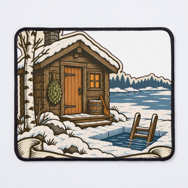 Item preview, Finnish Sauna Vintage Lakeside Sauna Hut | Finland Sauna and Ice Hole Nordic Design designed and sold by StickyGuys.