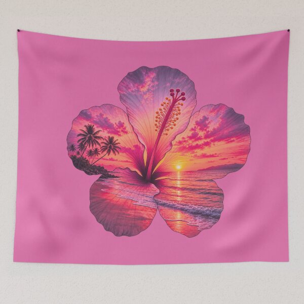 Item preview, Hibiscus Tattoo Outline Beach Sunset Background Vacation Vibes Beach Lovers Gift designed and sold by JaymeOctober.