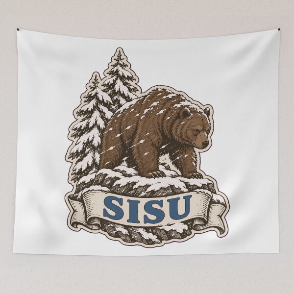 Item preview, Finnish Sisu Vintage Bear Crest | Finland Sisu Grit Nordic Winter Bear Design designed and sold by StickyGuys.