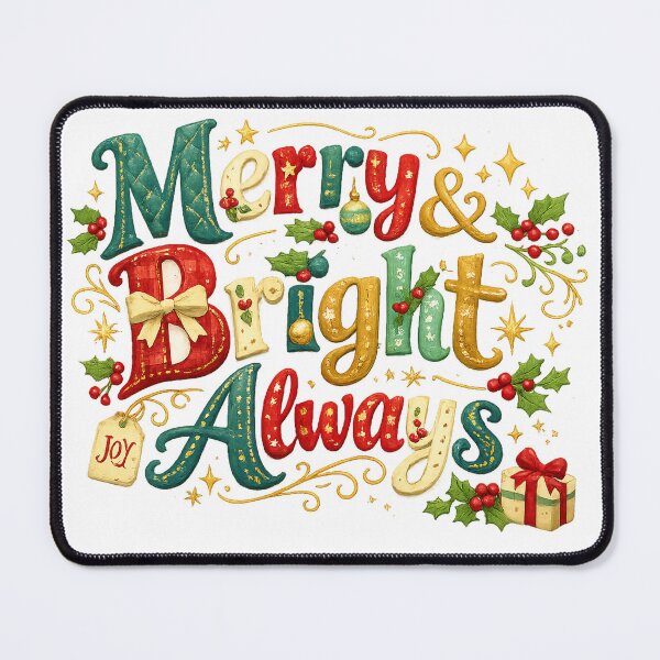 Item preview, Merry and Bright Always Retro Christmas Holiday Typography Festive Art designed and sold by inkoutninja.