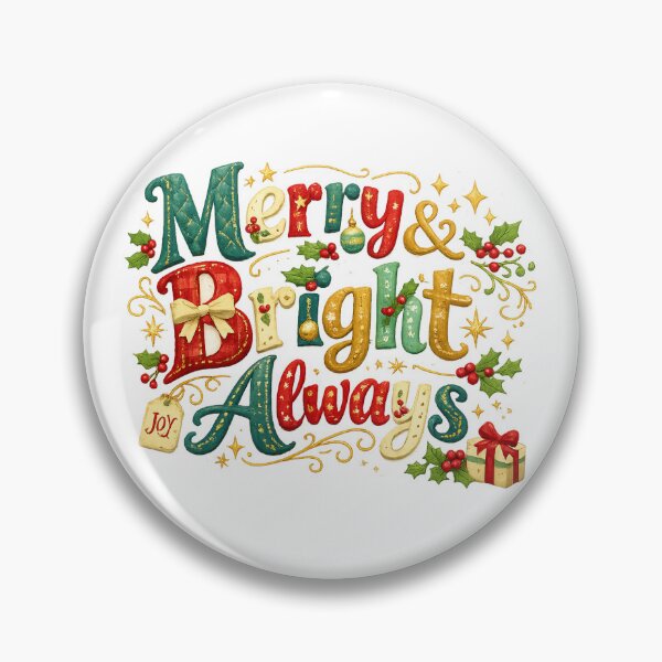 Item preview, Merry and Bright Always Retro Christmas Holiday Typography Festive Art designed and sold by inkoutninja.