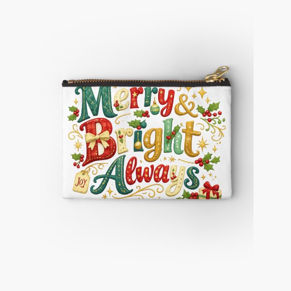Item preview, Merry and Bright Always Retro Christmas Holiday Typography Festive Art designed and sold by inkoutninja.