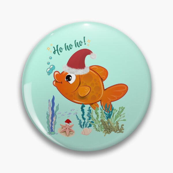 Item preview, Ho Ho Ho! Cute Christmas Fish Wearing Santa Hat Aquatic Holiday Art designed and sold by Evelashop.