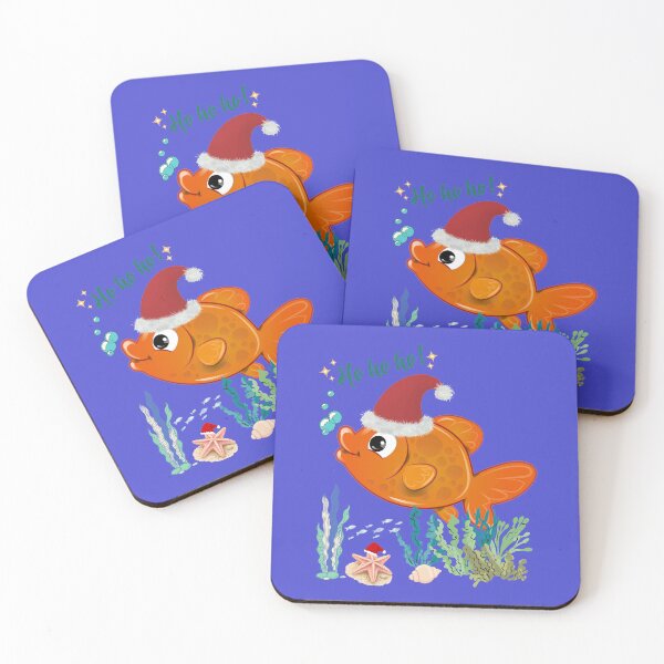 Item preview, Ho Ho Ho! Cute Christmas Fish Wearing Santa Hat Aquatic Holiday Art designed and sold by Evelashop.