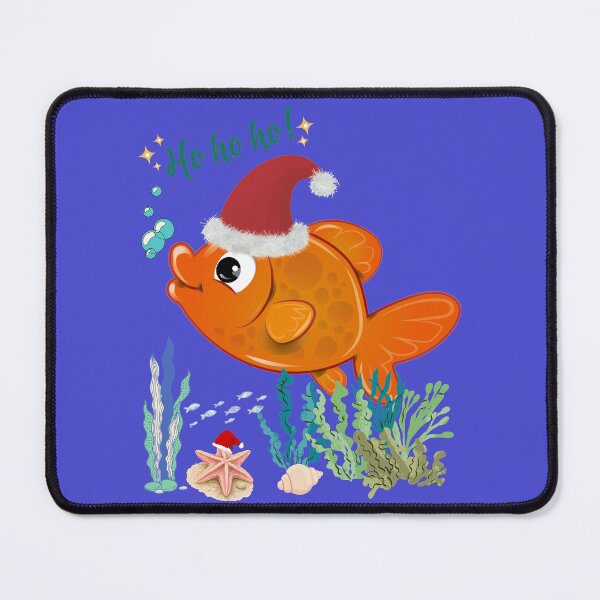 Item preview, Ho Ho Ho! Cute Christmas Fish Wearing Santa Hat Aquatic Holiday Art designed and sold by Evelashop.