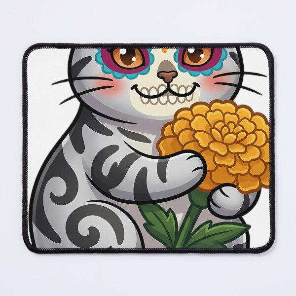 Item preview, Cute Sugar Skull American Shorthair with a Marigold Bloom designed and sold by pumsquare.