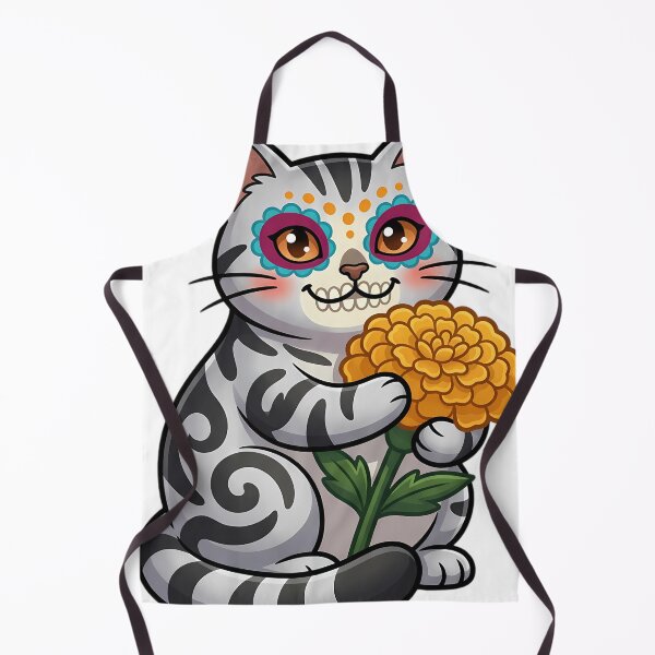 Item preview, Cute Sugar Skull American Shorthair with a Marigold Bloom designed and sold by pumsquare.