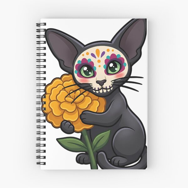 Item preview, Cute Sugar Skull Oriental Shorthair with a Marigold Bloom designed and sold by pumsquare.
