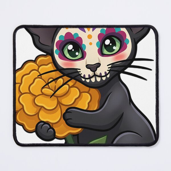 Item preview, Cute Sugar Skull Oriental Shorthair with a Marigold Bloom designed and sold by pumsquare.