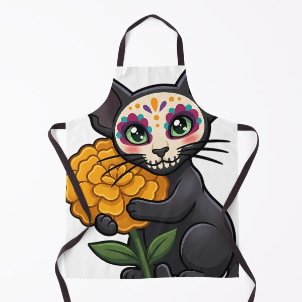Item preview, Cute Sugar Skull Oriental Shorthair with a Marigold Bloom designed and sold by pumsquare.