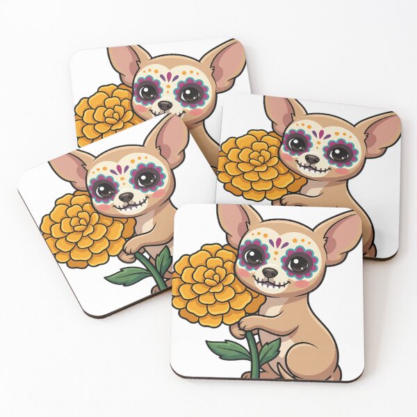 Item preview, Cute Sugar Skull Chihuahua with a Marigold Bloom designed and sold by pumsquare.