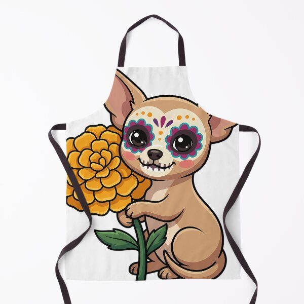 Item preview, Cute Sugar Skull Chihuahua with a Marigold Bloom designed and sold by pumsquare.