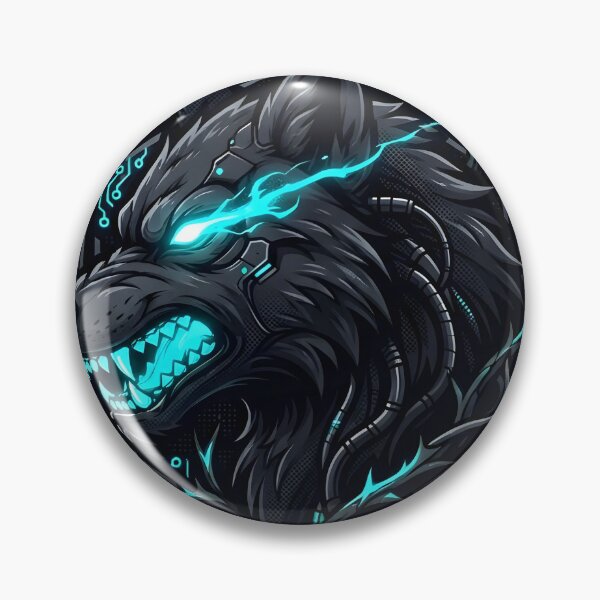 Item preview, Furry Wolf Cyber Neon Sticker & Gift | Dark Fantasy Wolf Art | Techwear Animal Badge designed and sold by DuckOddity.