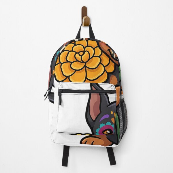 Item preview, Cute Sugar Skull Doberman Puppy with a Marigold Bloom designed and sold by pumsquare.