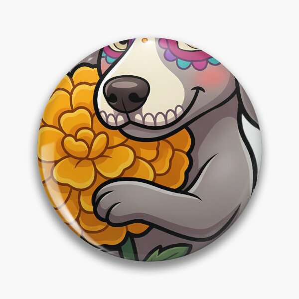 Item preview, Cute Sugar Skull Weimaraner Puppy with a Marigold Bloom designed and sold by pumsquare.