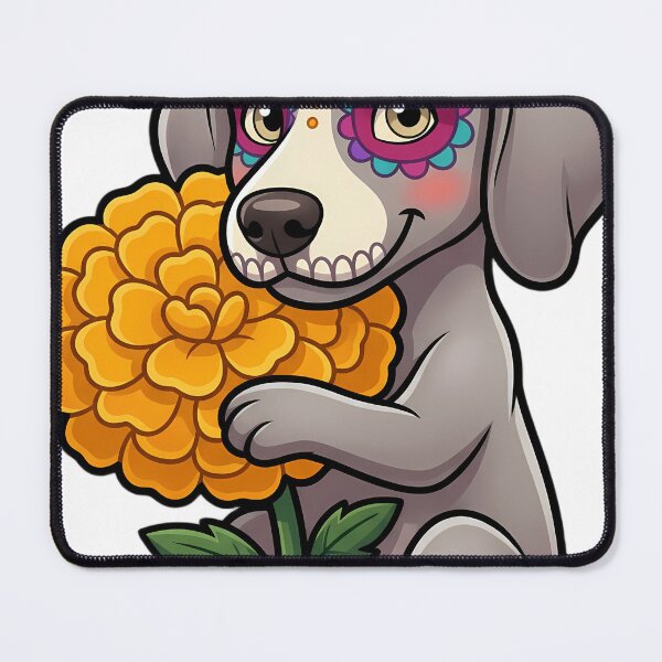 Item preview, Cute Sugar Skull Weimaraner Puppy with a Marigold Bloom designed and sold by pumsquare.