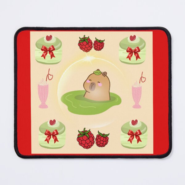 Item preview, Cute capybara matcha art with raspberries designed and sold by Azurart2.