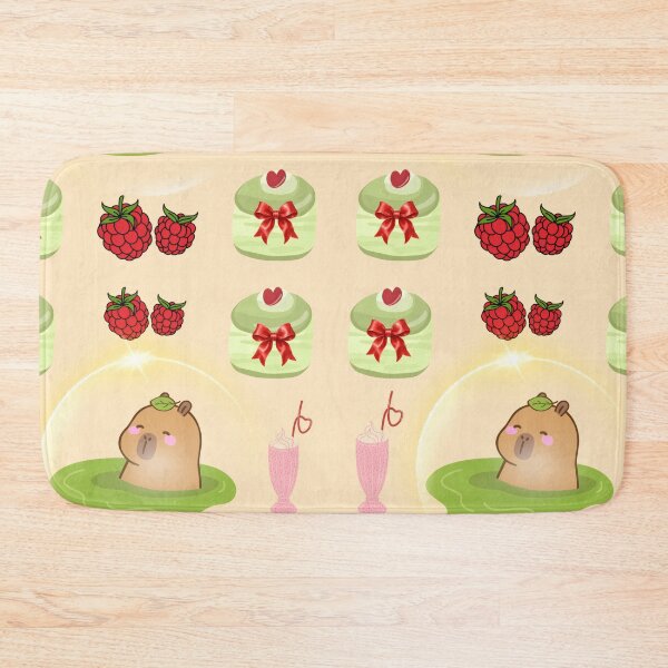 Item preview, Cute capybara matcha art with raspberries designed and sold by Azurart2.