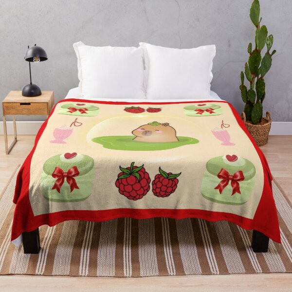 Item preview, Cute capybara matcha art with raspberries designed and sold by Azurart2.