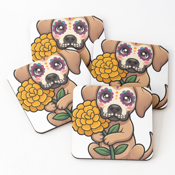 Item preview, Cute Sugar Skull Great Dane Puppy with a Marigold Bloom designed and sold by pumsquare.