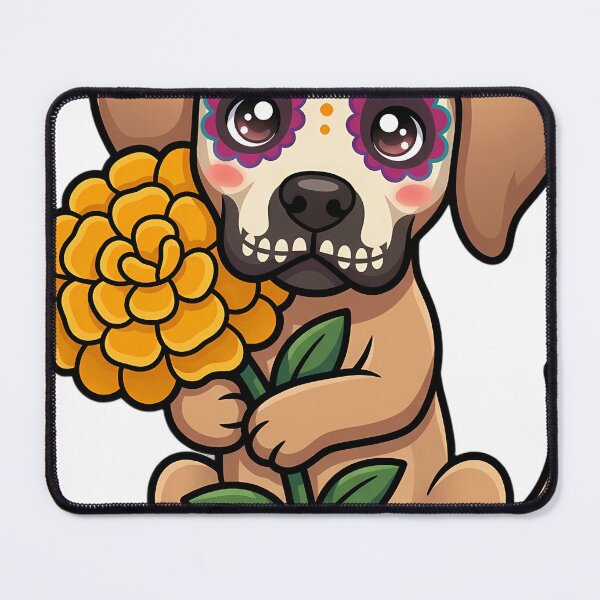 Item preview, Cute Sugar Skull Great Dane Puppy with a Marigold Bloom designed and sold by pumsquare.