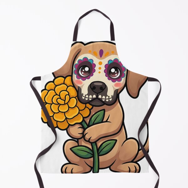Item preview, Cute Sugar Skull Great Dane Puppy with a Marigold Bloom designed and sold by pumsquare.
