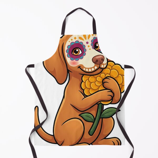 Item preview, Cute Sugar Skull Vizsla with a Marigold Bloom designed and sold by pumsquare.