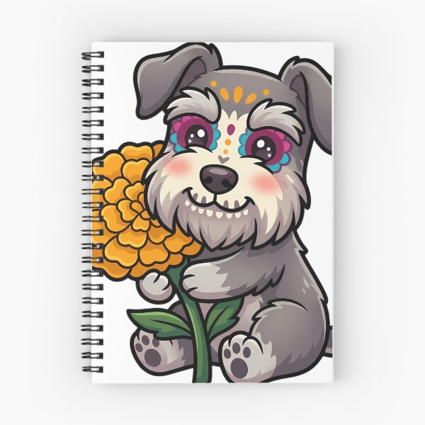 Item preview, Cute Sugar Skull Miniature Schnauzer with a Marigold Bloom designed and sold by pumsquare.