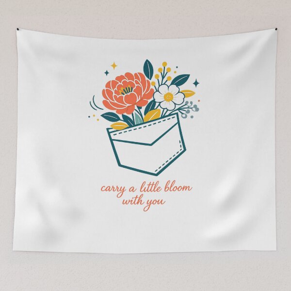 Item preview, Carry a Little Bloom With You Floral Pocket Positive Quote Art designed and sold by inkoutninja.