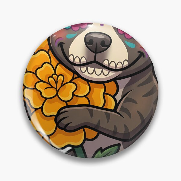 Item preview, Cute Sugar Skull Staffordshire Bull Terrier with a Marigold Bloom designed and sold by pumsquare.