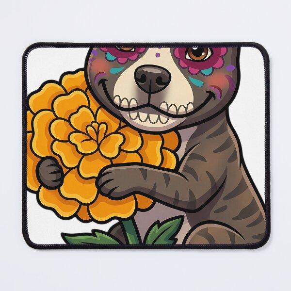 Item preview, Cute Sugar Skull Staffordshire Bull Terrier with a Marigold Bloom designed and sold by pumsquare.