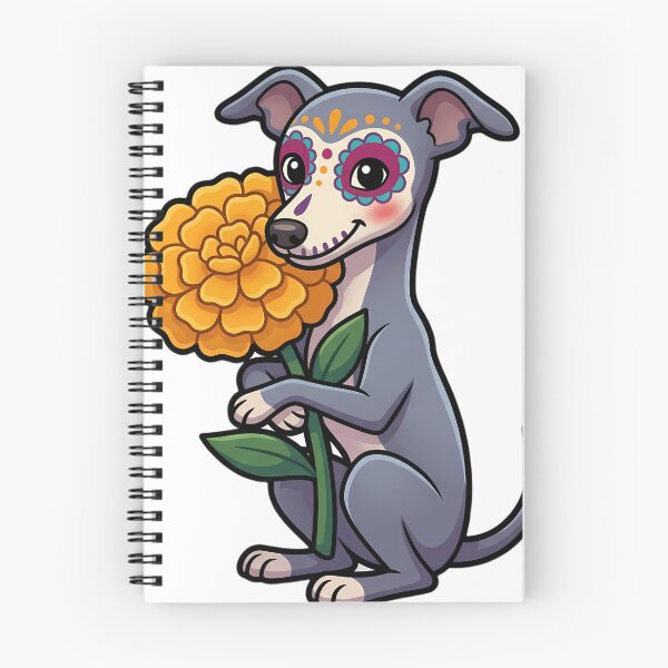 Item preview, Cute Sugar Skull Italian Greyhound with a Marigold Bloom designed and sold by pumsquare.