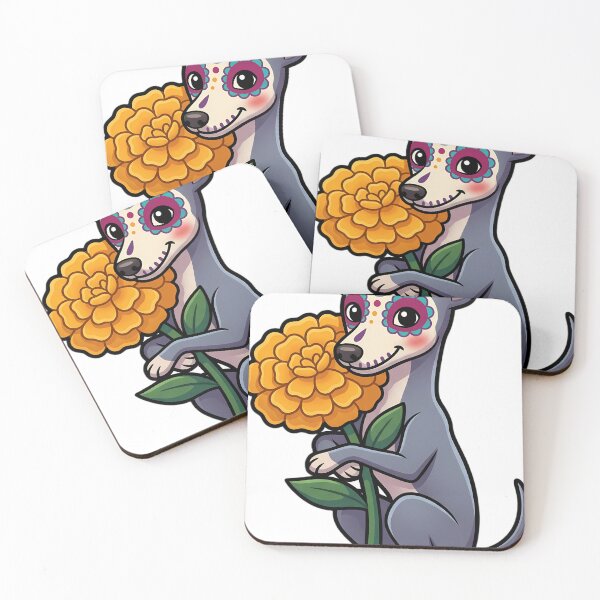 Item preview, Cute Sugar Skull Italian Greyhound with a Marigold Bloom designed and sold by pumsquare.