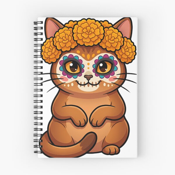Item preview, Cute Sugar Skull Abyssinian Cat with a Marigold Crown designed and sold by pumsquare.