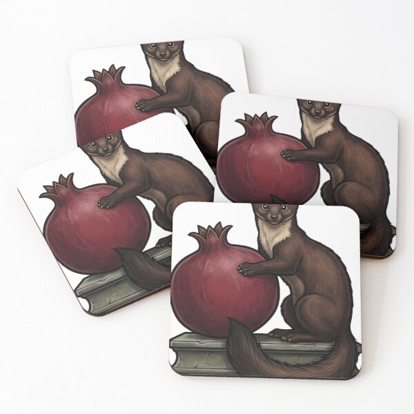 Item preview, Gothic Samhain Offering — Pomegranate and a Pine Marten designed and sold by IllumeInk.