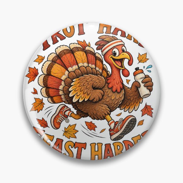 Item preview, Trot Hard Feast Harder Thanksgiving Running Turkey designed and sold by skyartdesign.